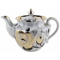 Чайник заварочный "Золотая роза", фарфор, винтаж, Вербилки, СССР, 1965-1991 гг.