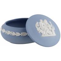 Шкатулка для мелочей овальная. Фарфор Wedgwood, голубой бисквит, Великобритания, винтаж, конец ХХ века