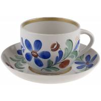 Чайная пара "Синие цветы", Фарфор, винтаж, Вербилки, СССР, 1954-1965 гг.