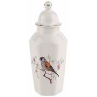 Ваза с крышкой "Птица на ветке", баночка, Высота 12 см, Английский фарфор, Royal Worcester, Великобритания, середина 20 века