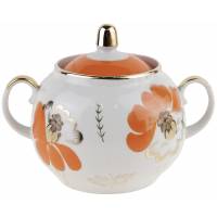 Сахарница с крышкой "Маки", фарфор, винтаж, Барановский завод (Барановка), СССР, 1970-е гг