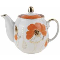 Чайник заварочный "Маки", фарфор, винтаж, Барановский завод (Барановка), СССР, 1970-е гг