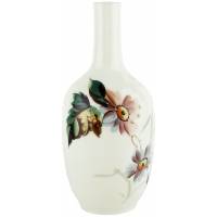 Ваза антикварная "Астры"  декоративная. Высота 24 см. Молочное урановое стекло, ручная роспись. Великобритания, конец 19 века