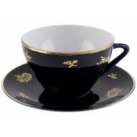 Чайная пара "Ночь. Цветы", Фарфор, винтаж, ЛФЗ, СССР, вторая половина 20 века