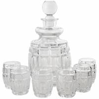 Набор для водки "Хмельной", графин и 6 стопок, винтаж, Ленинградский завод художественного стекла ЛЗХС СССР 1960-1970 (с нюансом)