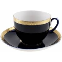 Чайная пара "Ночь. Колосок", Фарфор, винтаж, ЛФЗ, СССР, вторая половина 20 века