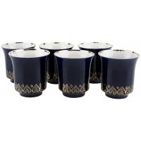 Набор стаканов "Ночка", 6 шт, Фарфор, винтаж, кобальтовое покрытие. Бронницы, СССР, вторая половина 20 века (с повреждениями)