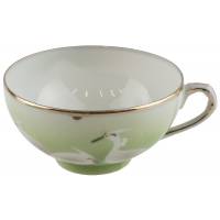 Чашка чайная "Японские цапли". Фарфор, ручная роспись. Япония, винтаж, середина 20 века (трещина)