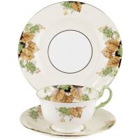 Чайное трио антикварное "Осенние листья", Фарфор, Aynsley, Англия, первая половина 20 века