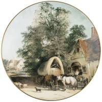 Декоративная тарелка "Отдых на полпути", фарфор, Crown Staffordshire, Великобритания, винтаж, 1980-е гг.