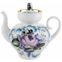Чайник заварочный "Роза", фарфор, винтаж, ручная роспись, ЛФЗ, СССР,1980-е гг.