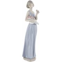 Статуэтка винтажная "Девушка с букетом роз", Фарфор, винтаж, высота 32 см,  Nao для Lladro, Испания, 2000 год