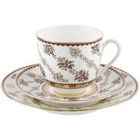 Чайное трио "Розочки", Фарфор, ЛФЗ, СССР, конец 20 века (с нюансом)