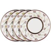 Набор десертных тарелок "Розочки", 4 шт, фарфор, винтаж, ЛФЗ, СССР, конец 20 века (нюансы)