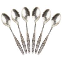 Набор из 6 чайных ложек, мельхиор, золочение, МНЦ, Кольчугинский завод цветных металлов, СССР, 1970-1990 гг