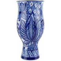 Ваза "Синяя птица"", высота 24 см, фарфор, автор Городецкий, винтаж, ЛФЗ, СССР, 1970-е гг.(скол)