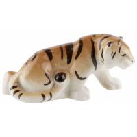 Статуэтка фарфоровая миниатюрная  "Тигр", винтаж, высота 4 см, ЛФЗ, СССР, вторая половина 20 века