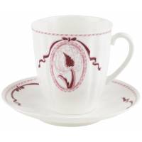 Чайная пара "Медальон". Фарфор, винтаж, ЛФЗ, СССР, вторая половина 20 века