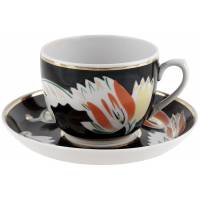 Чайная пара "Дивный цветок", Фарфор, винтаж, Вербилки, СССР, 1954-1965 гг.(с нюансами)