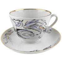 Чайная пара "Жемчужная", фарфор, винтаж, ЛФЗ, СССР, вторая половина 20 века