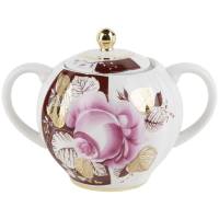 Сахарница "Роза в вечернем саду", Фарфор, винтаж, ЛФЗ, СССР, вторая половина 20 века