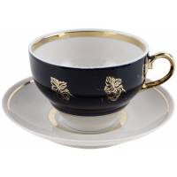 Чайная пара "Виноград", фарфор, винтаж, кобальт, Городница, СССР, 1970 - 2000 гг 