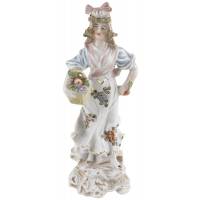 Статуэтка антикварная "Девушка с корзиной фруктов". Высота 15 см, фарфор, Великобритания, конец 19 века