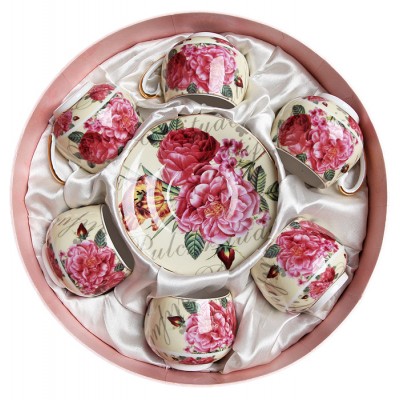 Кофейный сервиз на 6 персон. Фарфор, деколь, золочение, Royal porcelain England collection, Великобритания, конец ХХ века Кофейный сервиз на 6 персон. Фарфор, деколь, золочение, Royal porcelain England collection, Великобритания, конец ХХ века