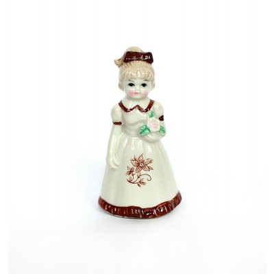 Колокольчик "Девочка с цветком". Фарфор, деколь, роспись. Западная Европа, 1980 - е гг Колокольчик "Девочка с цветком". Фарфор, деколь, роспись. Западная Европа, 1980 - е гг