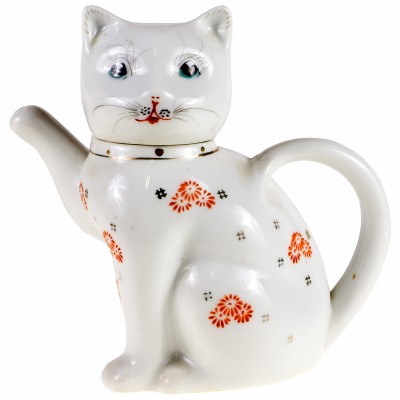 Чайник заварочный "Котик". Фарфор, роспись, золочение. Китай, середина ХХ века