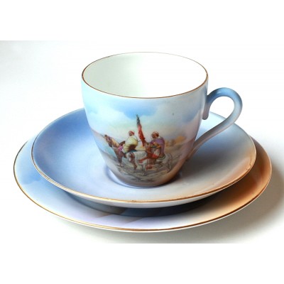 Чайное трио "Арабские наездники". Фарфор, деколь. Victoria, Чехословакия, 1920 -е гг Чайное трио "Арабские наездники". Фарфор, деколь. Victoria, Чехословакия, 1920 -е гг