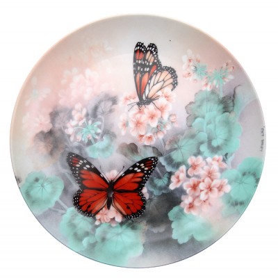 Лена Лю "Бабочки ", декоративная тарелка. Фарфор, деколь. США, 1990-е гг.