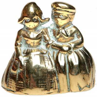 Колокольчик миниатюрный, "Голландский мальчик и девочка". Латунь. Западная Европа, начало  ХХ века
