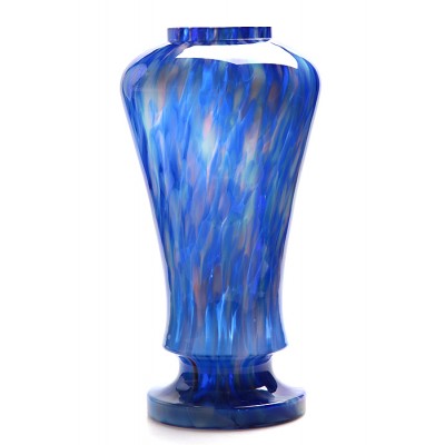 Ваза интерьерная, богемское стекло голубого цвета, ручная работа. Богемия (Bohemia), Ruckl, 1920-е гг. Ваза интерьерная, богемское стекло голубого цвета, ручная работа. Богемия (Bohemia), Ruckl, 1920-е гг.