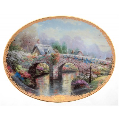 Томас Кинкейд "Освещение моста", декоративная тарелка. Фарфор. Bradford Exchange, США, 1995 год