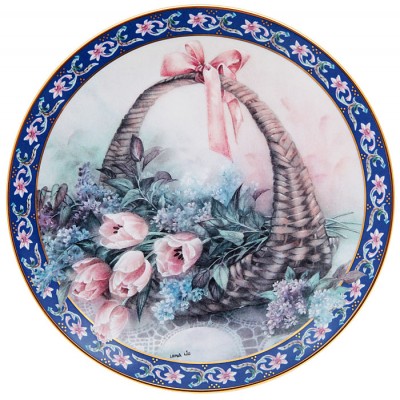 Лена Лю "Тюльпаны и сирень", декоративная тарелка. Фарфор. W.J.George, США, 1992 год