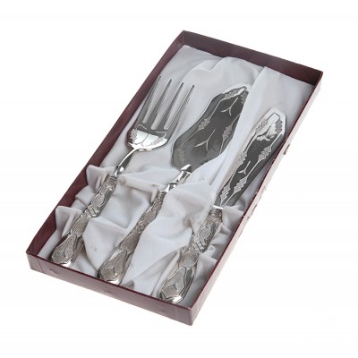 Набор для сервировки десертов из 3 предметов. Металл, гравировка, серебрение. Highlands, Италия, 1970-е гг. Набор для сервировки десертов из 3 предметов. Металл, гравировка, серебрение. Highlands, Италия, 1970-е гг.