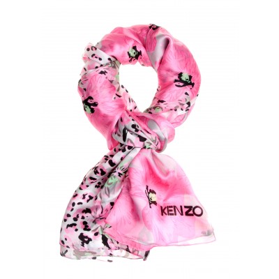Kenzo Шарф женкий. Цвет: розовый. Шелк 100%, 170 Х 65 см. Kenzo, Италия