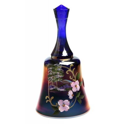 Fenton. Колокольчик "Голубые холмы". Переливающееся стекло Carnival, цветные эмали, ручная роспись. Fenton, США, 2011 год Fenton. Колокольчик "Голубые холмы". Переливающееся стекло Carnival, цветные эмали, ручная роспись. Fenton, США, 2011 год