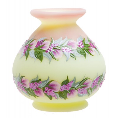 Fenton. Ваза миниатюрная "Цветочный венок"". Редкое "бирманское" стекло, цветные эмали, ручная роспись. Fenton, США, 2012 год Fenton. Ваза миниатюрная "Цветочный венок"". Редкое "бирманское" стекло, цветные эмали, ручная роспись. Fenton, США, 2012 год