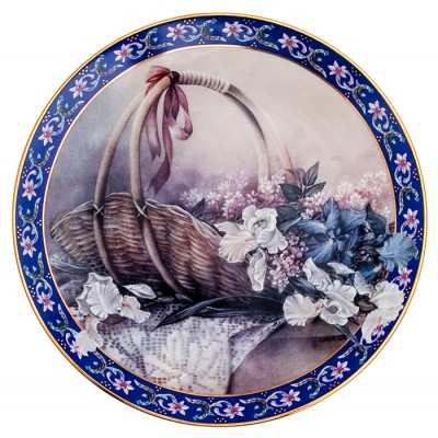 Лена Лю "Ирисы", декоративная тарелка. Фарфор. W. J. George, США, 1992 год