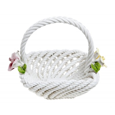 Корзинка декоративная. Фарфор, роспись, полностью ручная работа. Italian studio, Италия, 1960-е гг. Корзинка декоративная. Фарфор, роспись, полностью ручная работа. Italian studio, Италия, 1960-е гг.