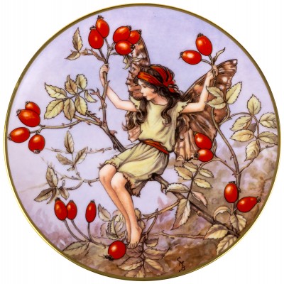 Сесиль Мари Бейкер "Фея шиповника", декоративная тарелка. Фарфор, деколь с подрисовкой, золочение. Gresham, Великобритания, 1989 год