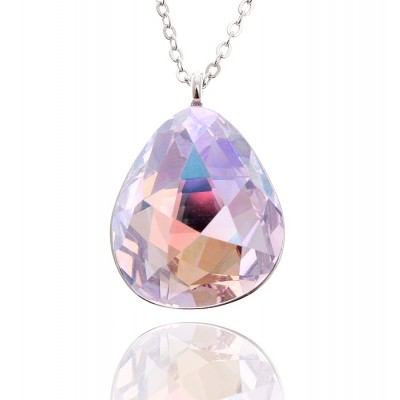 Кулон на цепочке "Розалин" от Swarovski. Крупный кристалл Сваровски нежно-розового цвета, бижутерный сплав серебряного тона. США, 2000-е гг. Кулон на цепочке "Розалин" от Swarovski. Крупный кристалл Сваровски нежно-розового цвета, бижутерный сплав серебряного тона. США, 2000-е гг.