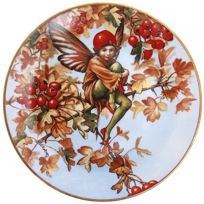 Сесиль Мари Бейкер "Фея боярышника", декоративная тарелка. Фарфор, деколь с подрисовкой, золочение. Gresham, Великобритания, 1989 год