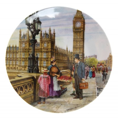 Брайан Иден "Продавщица клубники", декоративная тарелка. Фарфор, деколь. Davenport, Великобритания, 1991 год