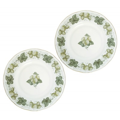 Пара столовых тарелок "Mathon". Фафрор, деколь, золочение. Royal Worcester, Великобритания, 1965 год Пара столовых тарелок "Mathon". Фафрор, деколь, золочение. Royal Worcester, Великобритания, 1965 год
