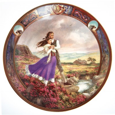 Декоративная тарелка "Кэти и Хитклив", Фарфор, винтаж, Royal Worcester, Великобритания, 1993 год