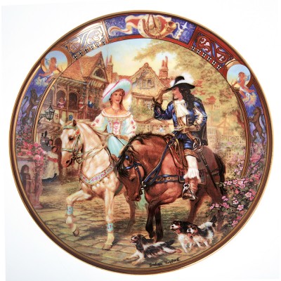 Декоративная тарелка "Карл II и Нелли", Фарфор, винтаж, Royal Worcester, Великобритания, 1993 год Декоративная тарелка "Карл II и Нелли", Фарфор, винтаж, Royal Worcester, Великобритания, 1993 год