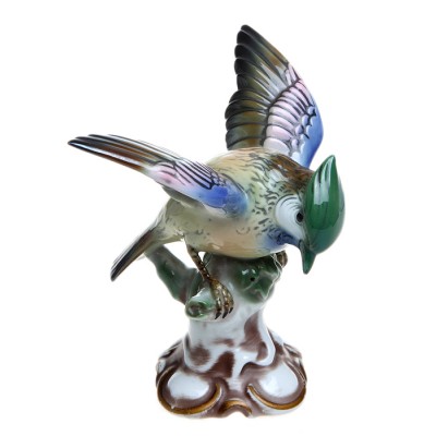 Bavaria. Статуэтка "Птица на ветке". Фарфор, роспись, глазуровка. Высота 12 см. Gerold porzellan, Германия (Бавария), 1960-е гг. Bavaria. Статуэтка "Птица на ветке". Фарфор, роспись, глазуровка. Высота 12 см. Gerold porzellan, Германия (Бавария), 1960-е гг.